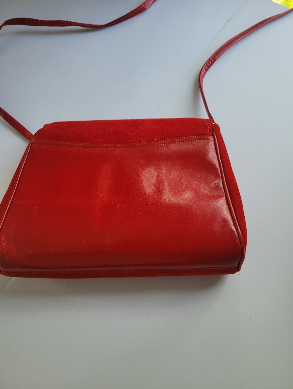 VTG Frenchy Of California Red Suede Crossbody Bag with Flap - Women Like Khaite - Picture 2 of 8